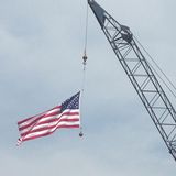 Flag Hanging on Crane